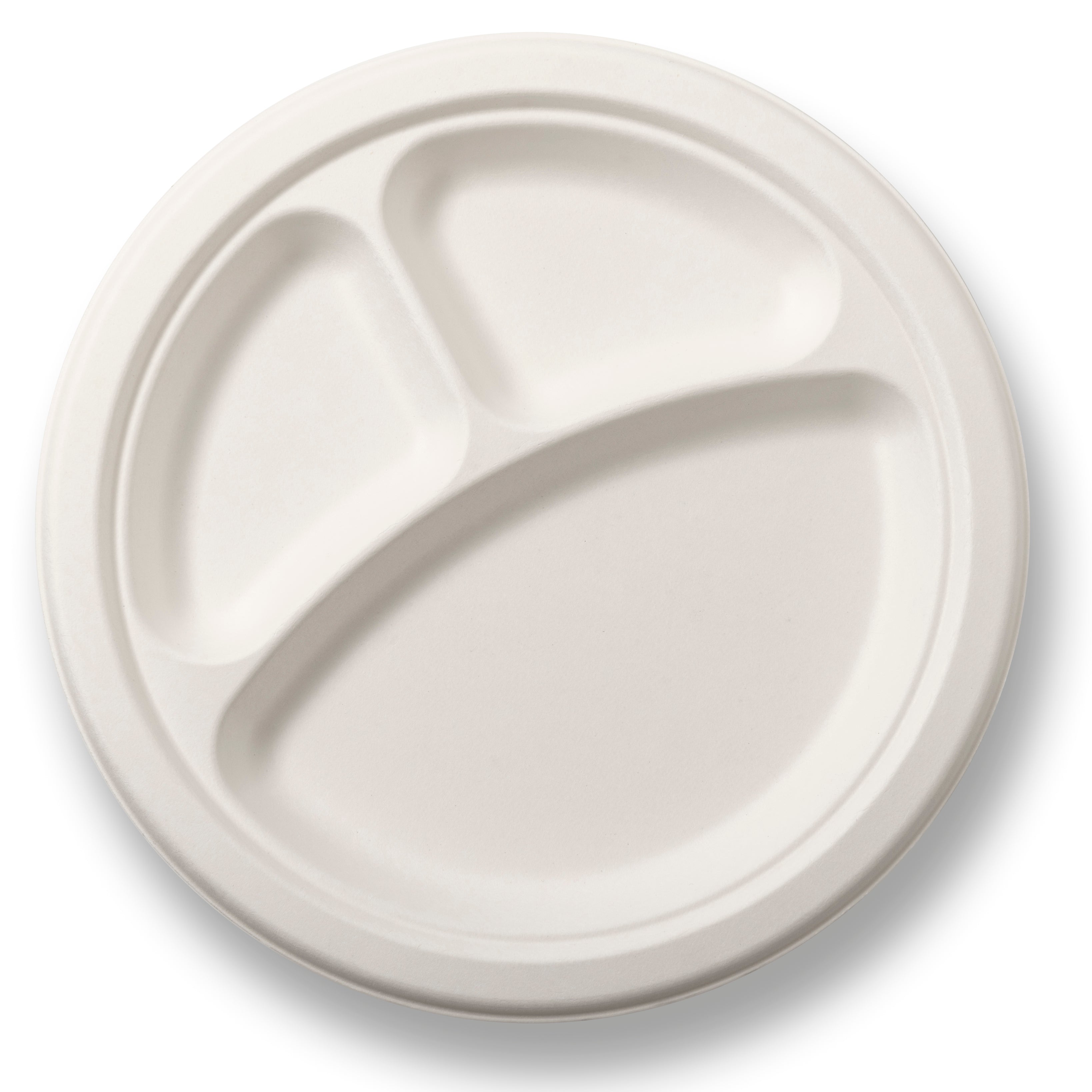 Buy 10-Inch Bagasse Compartment Plates | Sunrise Packaging