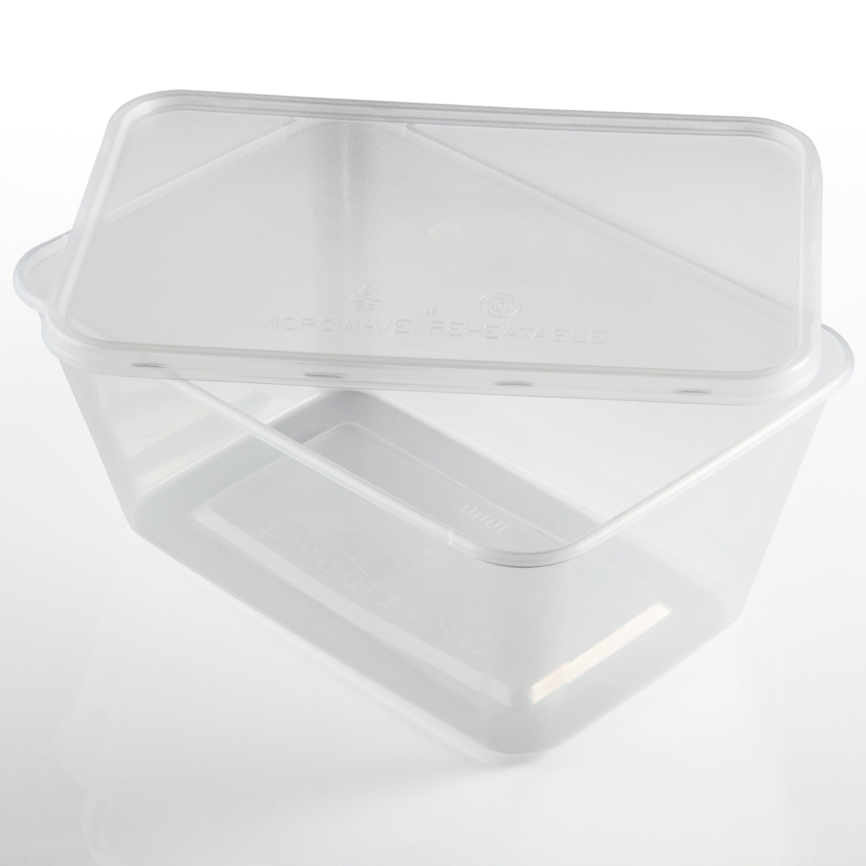 1000ml Clear Plastic Rectangular Microwave Container & Lids – Sunrise ...