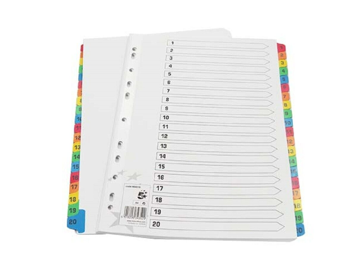 A4 File Dividers 1-20 – Sunrise Packaging